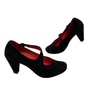 Pas Ole Black Cross Strap Block Heel | Women’s Size 41EU